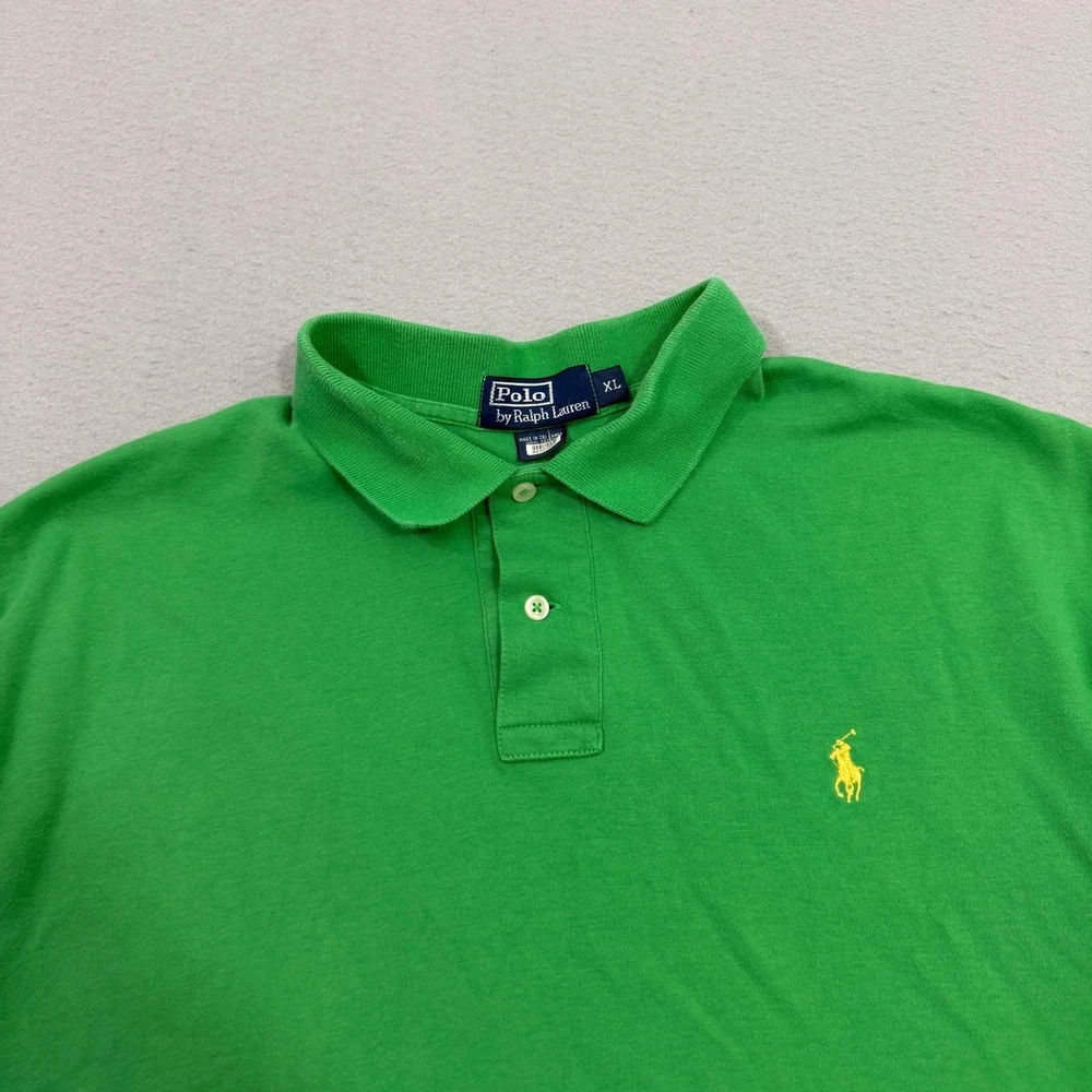 Vintage Polo Ralph Lauren Shirt Mens XL Green Classic Fit Short Sleeve Pony